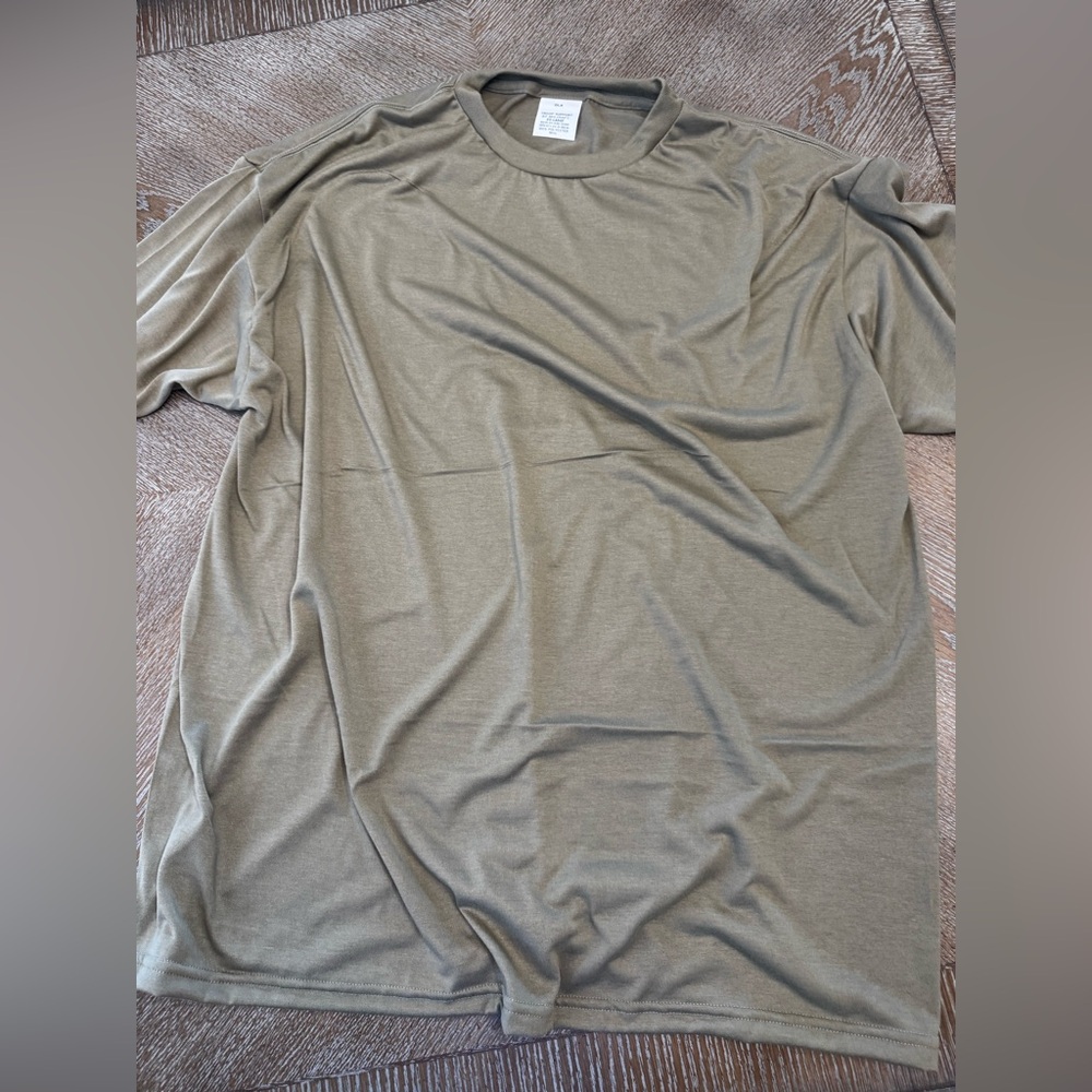 New Skilcraft Army Green Tee Made In USA Short Sleeve XXL Armpit To Armpit 28”
